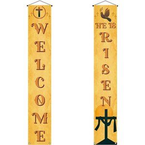 Welcome He is Risen Front Door Banner Spring Easter Jesus Resurrection Indoor